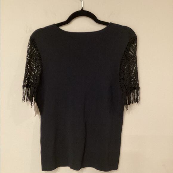 Michelle Nicole Fringe Short Sleeve Black Sweater in Size XL. NWT. - Picture 4 of 4